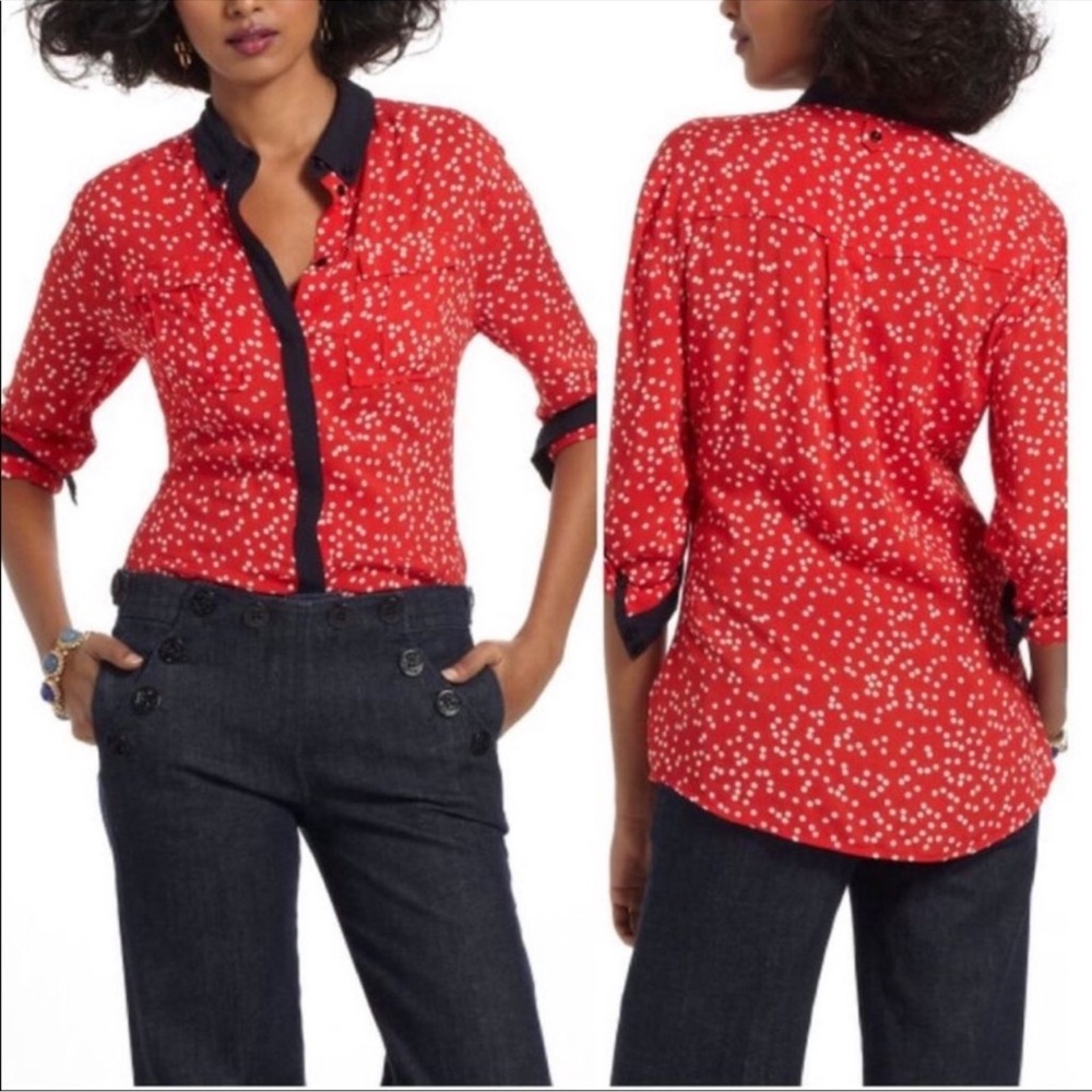 Anthropologie Maeve Polka Dot Blouse‎ small 2